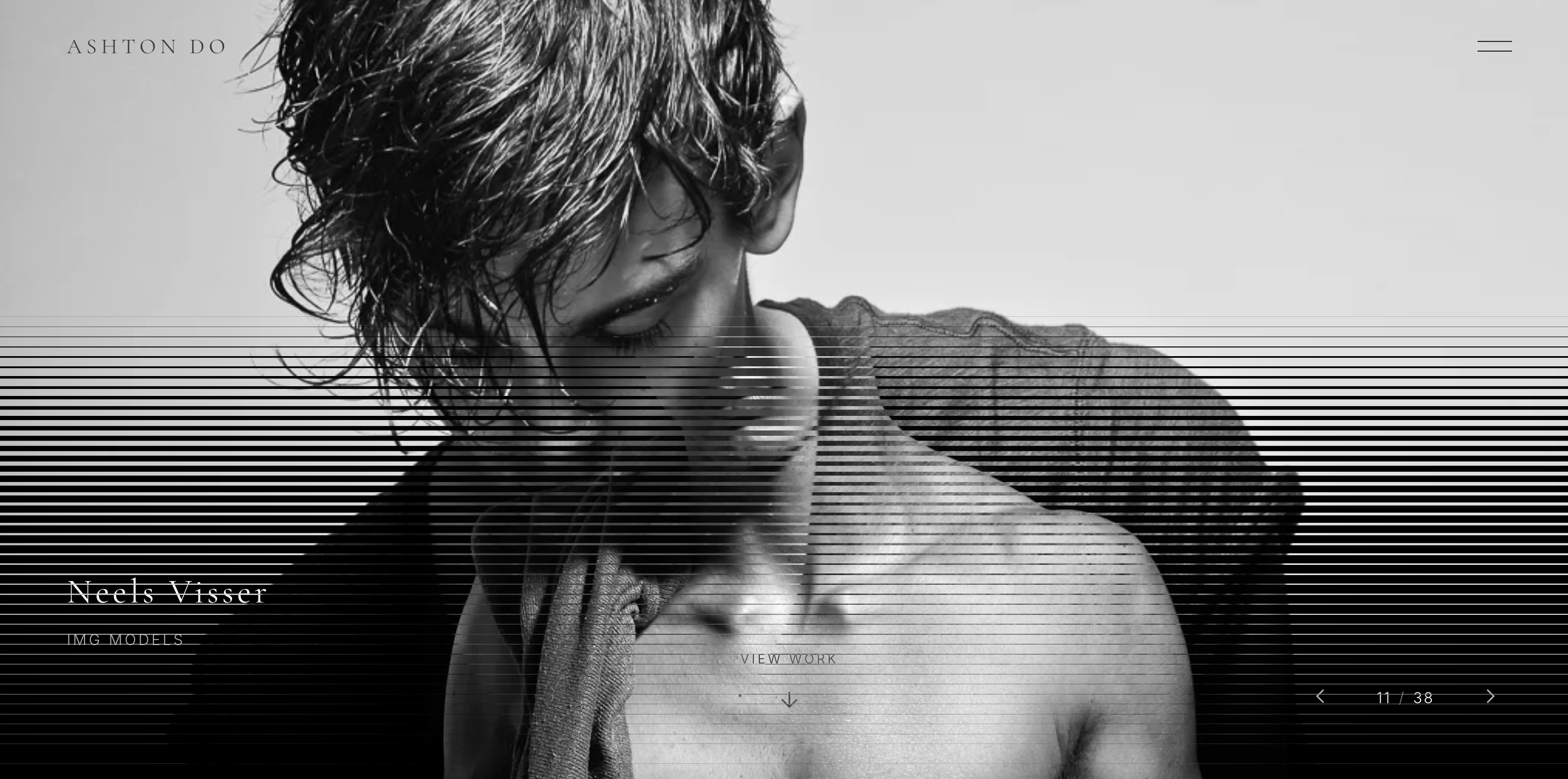 Ashton Do Photography homepage with cascading blinds transition effect